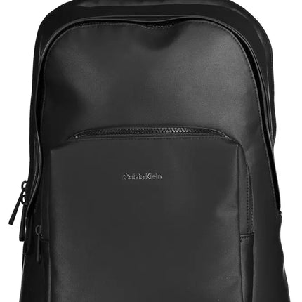 Black Polyester Men Backpack