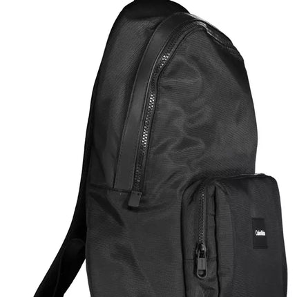 Black Polyester Men Backpack