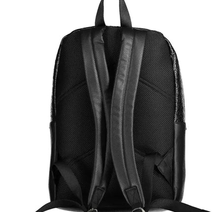 Black Polyester Men Backpack