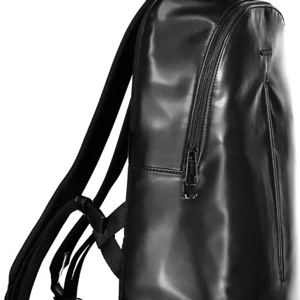 Black Polyester Men Backpack