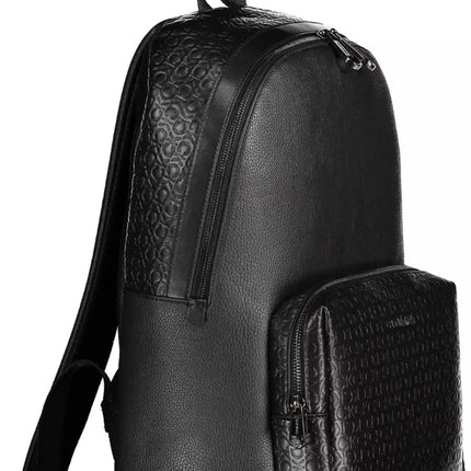 Black Polyester Men Backpack