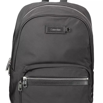 Black Polyester Men Backpack