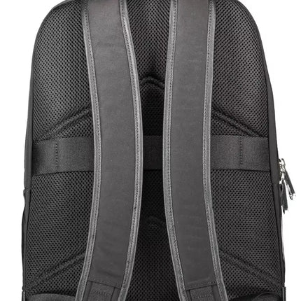 Black Polyester Men Backpack