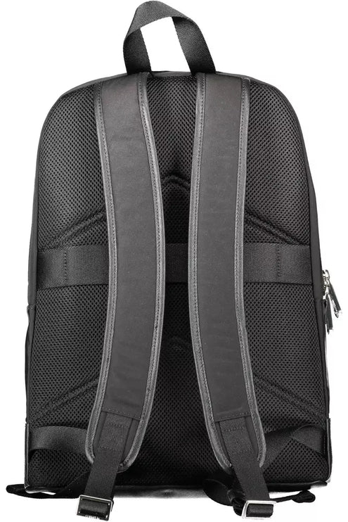 Black Polyester Men Backpack