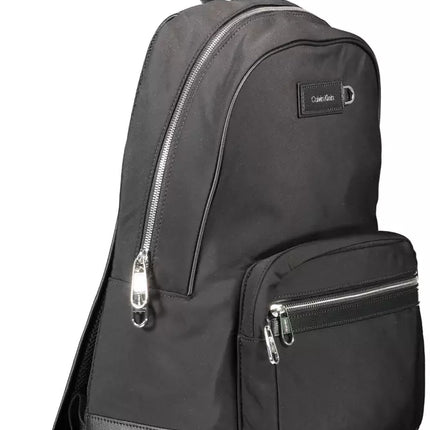 Black Polyester Men Backpack