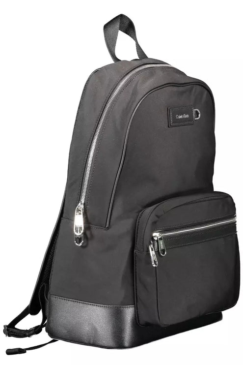 Black Polyester Men Backpack