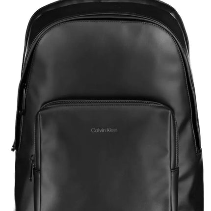 Black Polyester Men Backpack