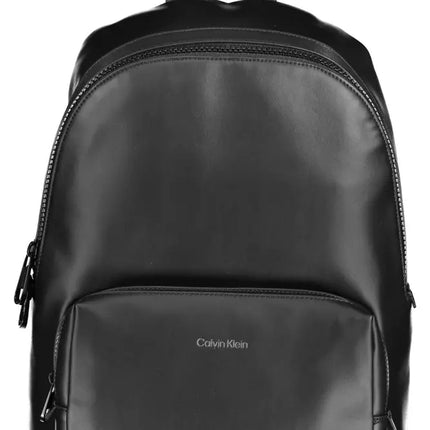 Black Polyester Men Backpack