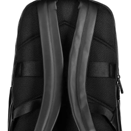 Black Polyester Men Backpack