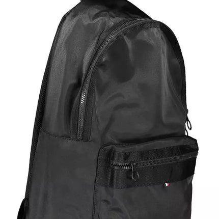 Black Polyester Men Backpack