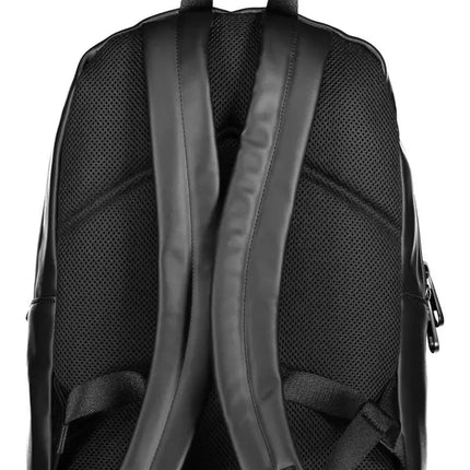 Black Polyester Men Backpack