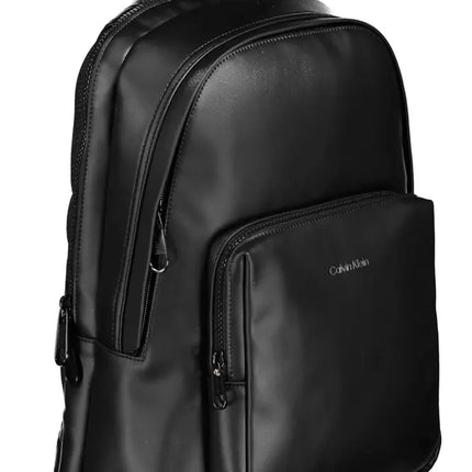 Black Polyester Men Backpack