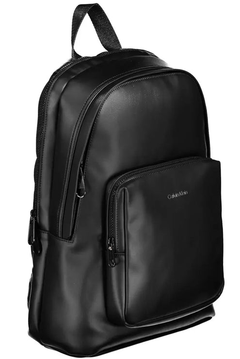 Black Polyester Men Backpack