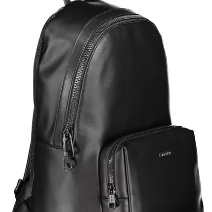 Black Polyester Men Backpack