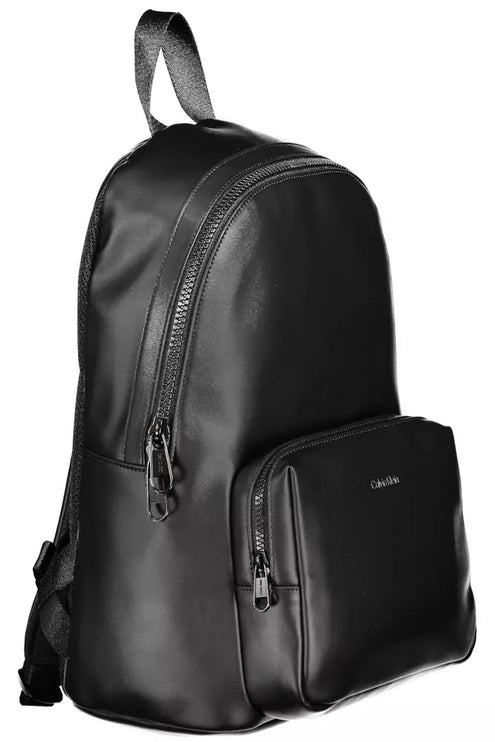 Black Polyester Men Backpack