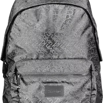 Black Polyester Men Backpack