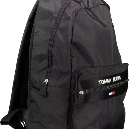 Black Polyester Men Backpack