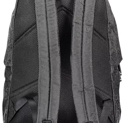 Black Polyester Men Backpack