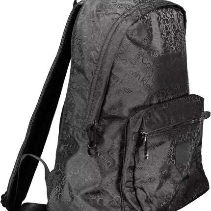 Black Polyester Men Backpack