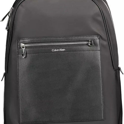 Black Polyester Men Backpack