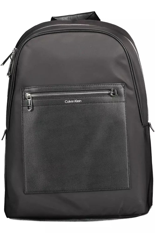 Black Polyester Men Backpack