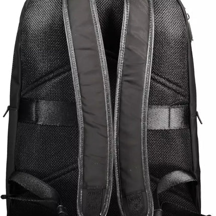 Black Polyester Men Backpack