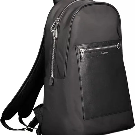 Black Polyester Men Backpack