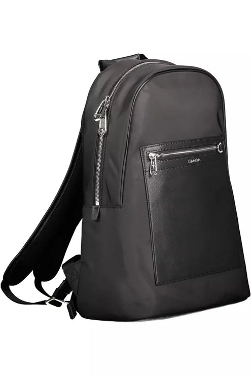 Black Polyester Men Backpack