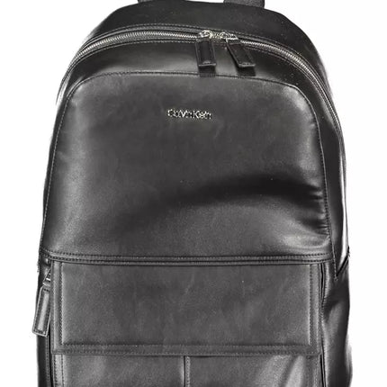 Black Polyester Men Backpack