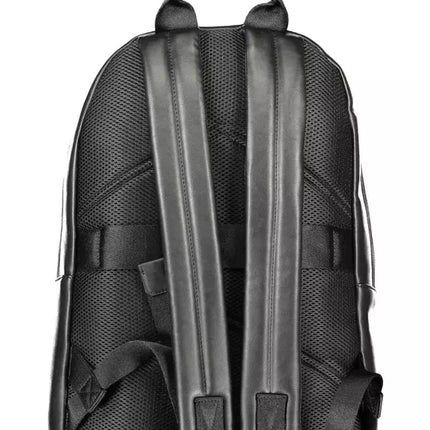 Black Polyester Men Backpack