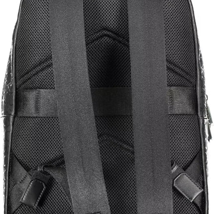 Black Polyester Men Backpack