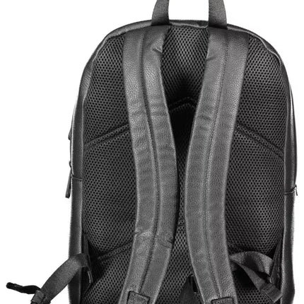 Black Polyethylene Men Backpack