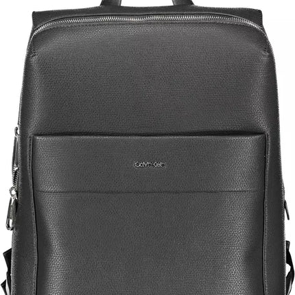 Black Polyester Men Backpack