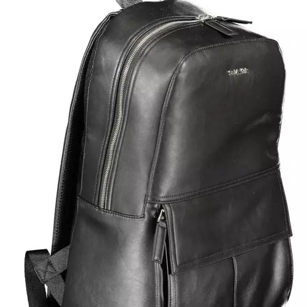 Black Polyester Men Backpack