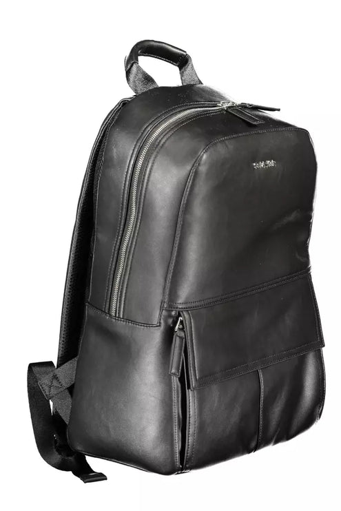 Black Polyester Men Backpack