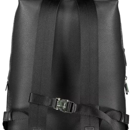 Black Polyester Men Backpack