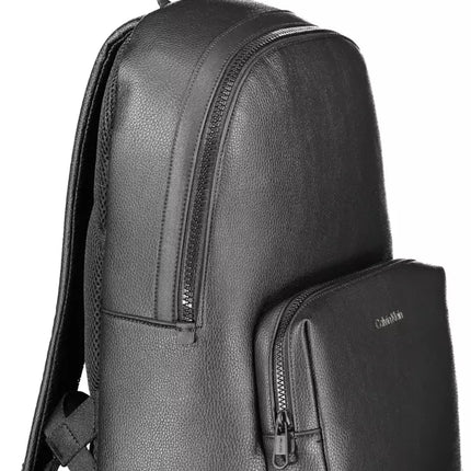 Black Polyethylene Men Backpack