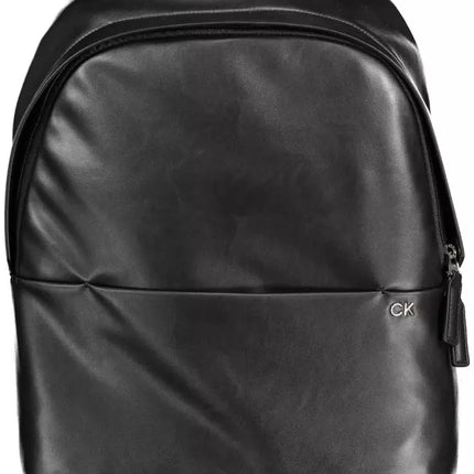 Black Polyester Men Backpack