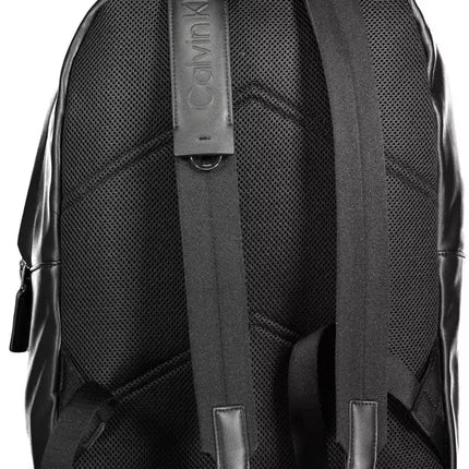 Black Polyester Men Backpack