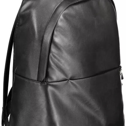 Black Polyester Men Backpack