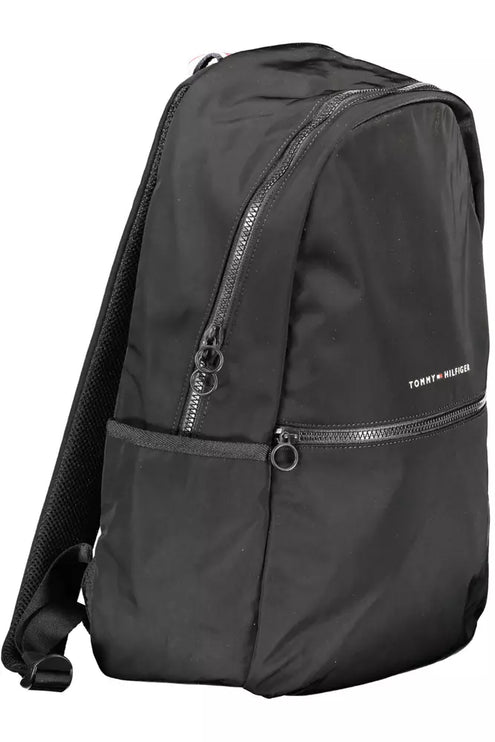 Black Polyester Men Backpack