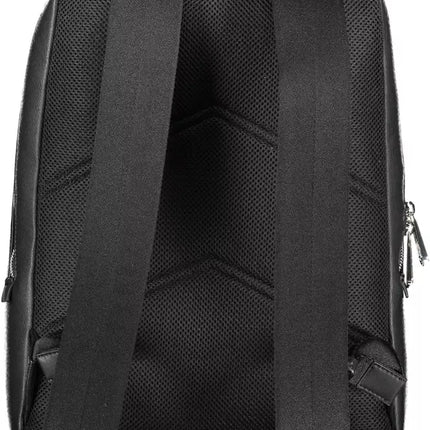 Black Polyester Men Backpack