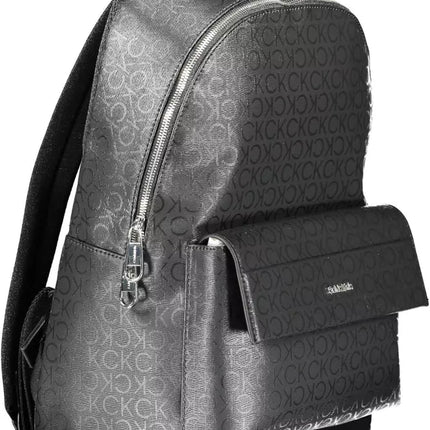 Black Polyester Men Backpack