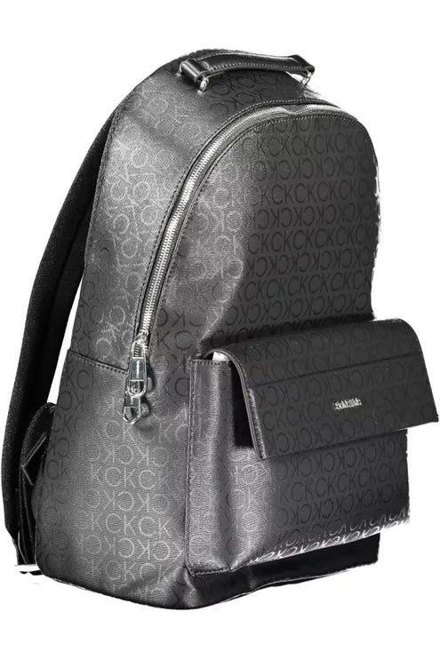 Black Polyester Men Backpack