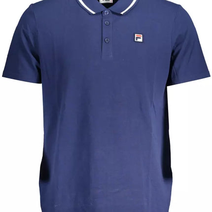 Blue Cotton Men Polo Shirt