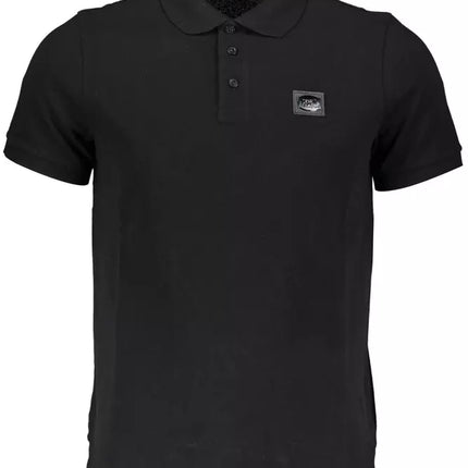 Polo en coton noir élégant avec applique signature