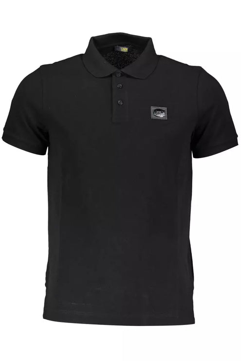 Polo en coton noir élégant avec applique signature