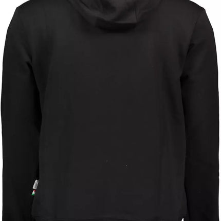 "Black Cotton Men Sweater with Hood"