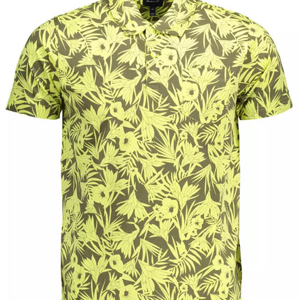 Yellow Cotton Men Polo Shirt