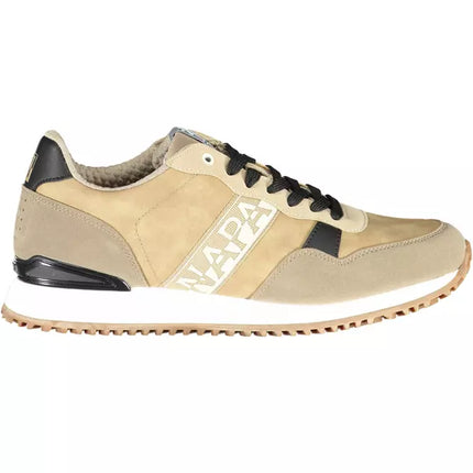 Sneaker sportivi allacciati beige con accento logo